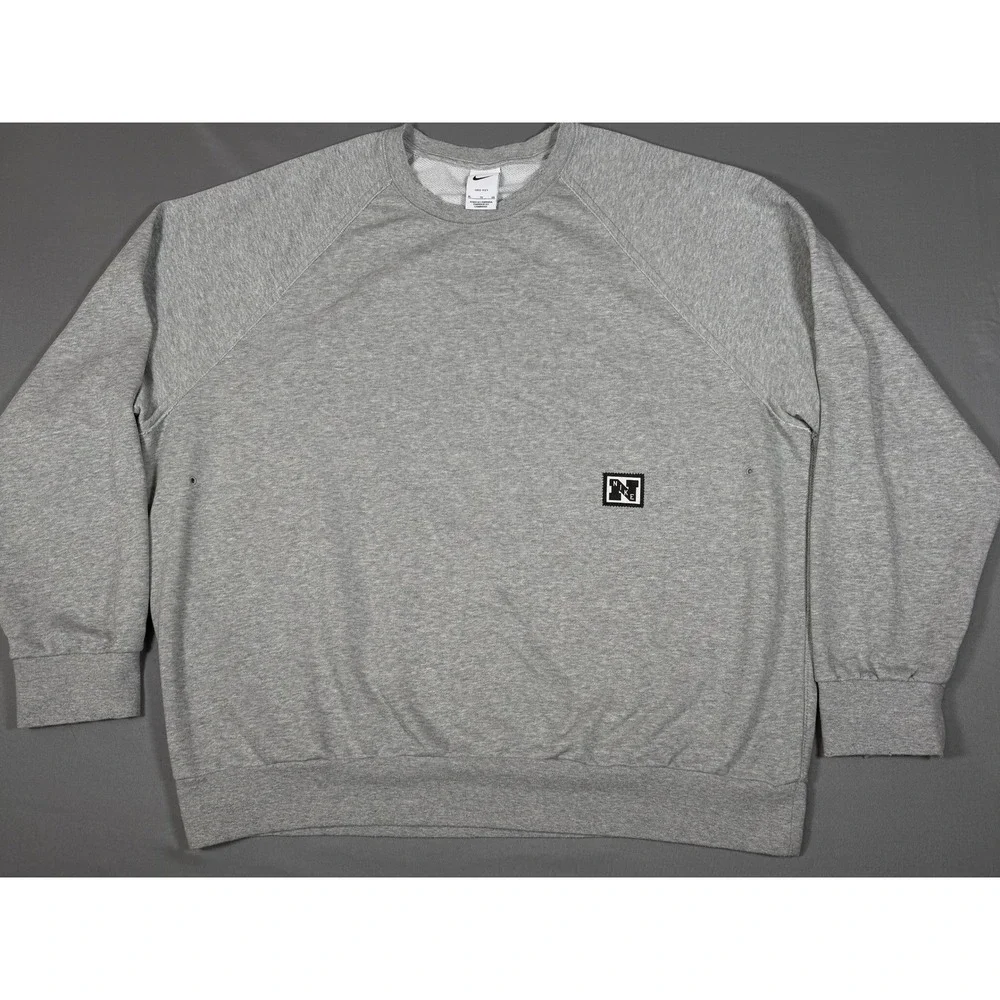 Nike Dri Fit Crewneck Sweatshirt Mens XL Gray Swoosh Athletic Pullover‎
